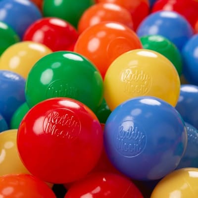 KiddyMoon Kinderballen Ø6 cm 100 Stuks - Speelballen voor Ballenbad - Baby Speelgoed - Perfecte Baby Ballenbak Ballen voor Kinderen - Geel Groen Blauw Rood Oranje