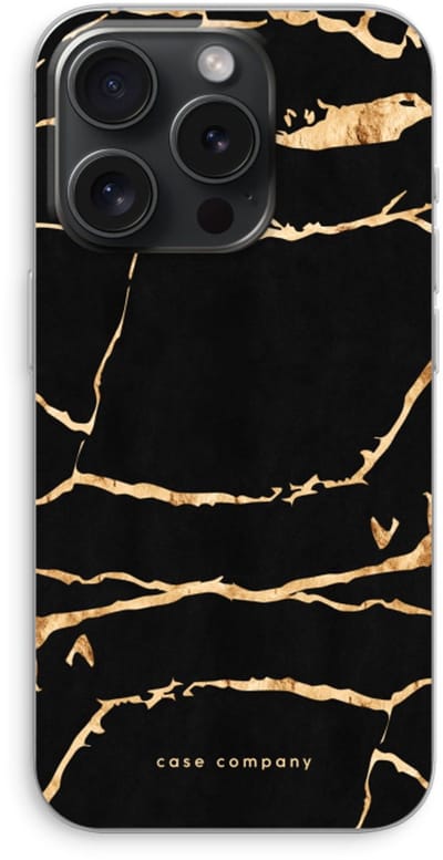 Case Company® - Hoesje geschikt voor iPhone 15 Pro hoesje - Gouden marmer - Soft Cover Telefoonhoesje - Bescherming aan alle Kanten en Schermrand