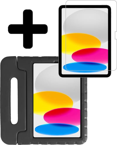 Hoes - Geschikt voor Apple iPad A16/A18 (2022/2025/2026) - 10.9 & 11 inch (10e, 11e & 12e generatie) - Met Screenprotector - Kinderhoes Shockproof Bumper - Kidsproof Case - Tablet Hoesje - Kinder Hoesje Cover - Zwart