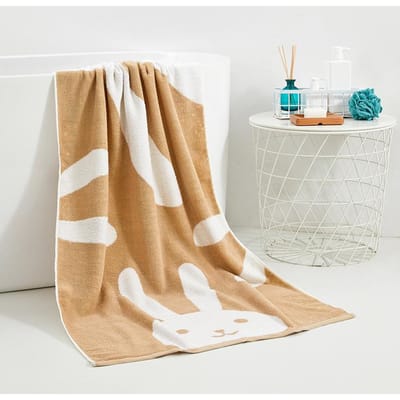 Serviette de bain adulte en coton dessin animé 70 * 140cm Serviette de bain lapin douce et absorbante est disponible en plusieurs couleurs 70*140cm marron