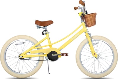 Joystar Fantasy Kinderfiets voor Meisjes - 20 Inch - Mand - Zijwieltjes - Bel - Handrem - Geel - Geschikt voor buitenactiviteiten in de lente