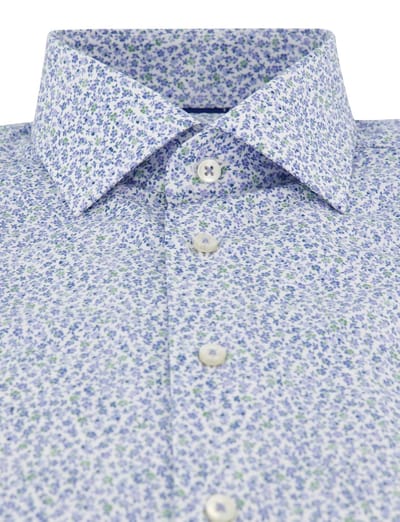 Blauw bloemen geprint overhemd Eterna 1863 Modern Fit