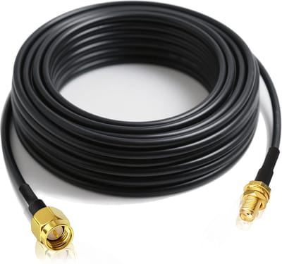 1 stuk SMA Antennekabel 10m – SMA Mannelijk naar SMA Vrouwelijk – RG174 Coax Verlengkabel – Voor 4G LTE Router, Modem, Gateway, SDR Dongle & Antenne – Zwart