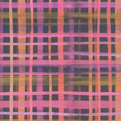 Grafisch behang Profhome 782242-GU vliesbehang hardvinyl warmdruk in reliëf glad met ruitpatroon mat pink paars oranjegeel bruinrood 5,33 m2