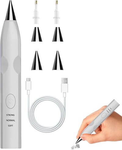 Elektrische Diamond Painting pen - Diamond painting pen - 3 instelbare standen - met 4 boorpunten - Diamond painting accessoires - ergonomische accessoires voor diamantschilderen - met vacuümtechnologie - Comfortabel in Gebruik - wit