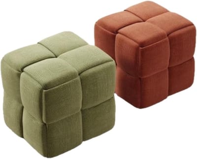 Voetenbankje 2-pack - Ottoman krukje - Ontspannen voeten - Geweven corduroy design - 28x28x28cm - Multi-colored