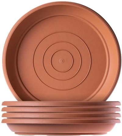 Bloempotonderzetter, rond, diameter 17 cm, 5 stuks, bloempotonderzetters van kunststof, voor binnen en buiten, accessoires voor bloempotten en plantenpotten (terracotta)