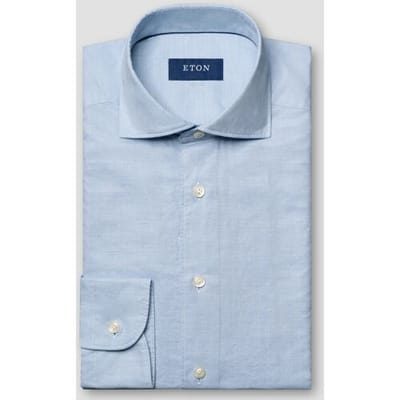 Eton Overhemd Cotton Silk Fine Twill Licht Blauw / male
