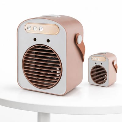 VHV - Ventilator - Tafelventilator - Luchtkoeler met Sprayfunctie - Draagbare Airco Ventilator 500ml - Mini Air Cooler met Display en Verstelbare Lamellen - Ideaal voor Kantoor en Bureau - Beige