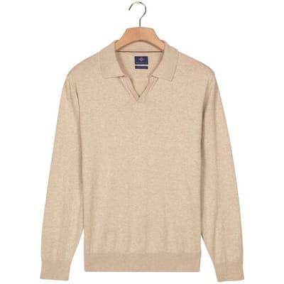 Baileys Trui No Button Polo Collar Single Knit Kitt / male