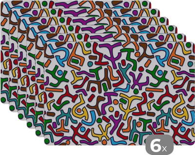 Placemat - Placemats kunststof - Abstract - Patronen - Afrika - 45x30 cm - 6 stuks - Hittebestendig - Anti-Slip - Onderlegger - Afneembaar