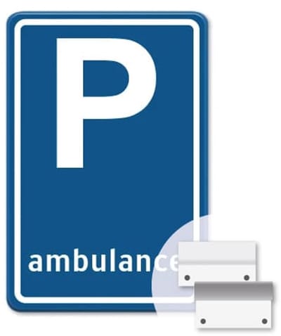 Parkeerbord Ambulance - blauw - Weerbestendig Aluminium - 40x60 cm - Bevestiging: Met muur-/ wandmontage beugels