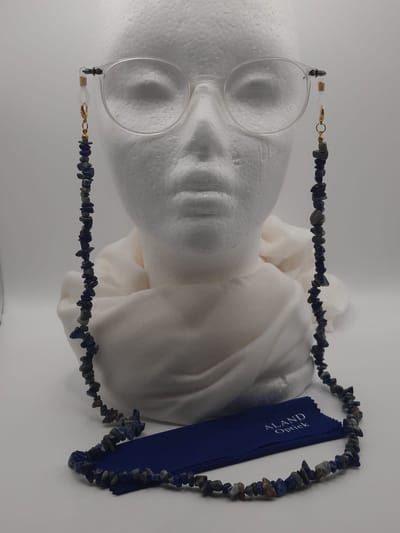 brillenketting van LAZULI / armband / ketting / reserve rubberen lussen + 2 hoogwaardige microvezel doekjes / brillenkoord dames / brilkoordje kraaltjes / briltouwtje / voor zonnerbril / natural gemstone handmade / cordon de lunettes