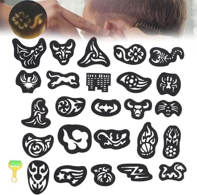 25 Stuks Haargraveer Sjablonen voor Tattoo, Kappers Accessoires voor DIY Haarstyling en Kleuren voor Volwassenen en Kinderen