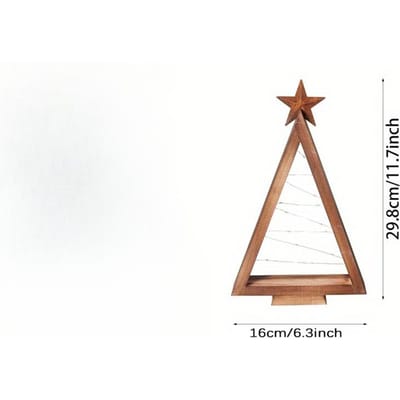 Arbres de Noël en Bois avec Lumières, 15,5 Pouces et 11,7 Pouces Arbre de Noël Moderne de Ferme Décoration de Centre de Table pour Maison Fête Table