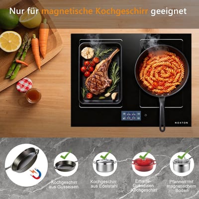 Inductiekookplaat 4 platen - Inbouw kookplaat - Efficiënt koken - Met flexzones - 60 cm - Zwart