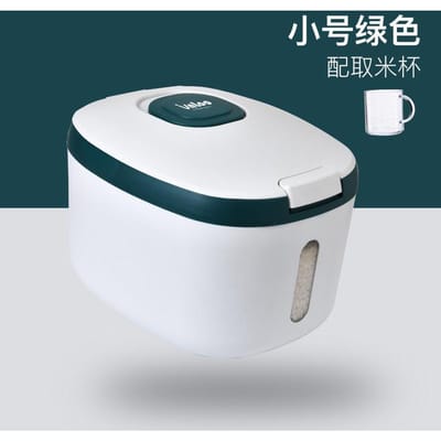 Seau de riz de 5 kg, étanche à l'humidité, anti-insectes, réservoir scellé, surface pressée, seau de stockage de poudre épaissi, boîte de rangement de cuisine white