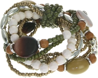 Behave - Kralenarmband groen bruin wit - trendy boho stijl 15 cm