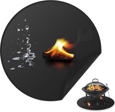Vuurvaste Onderlegger - Grillmat Vuurkorf - Terras Beschermen - Dubbelzijdig Gecoat - 60 cm Rond - Zwart