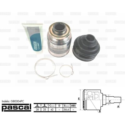 Homokineet reparatie set, aandrijfas PASCAL G80304PC rechts