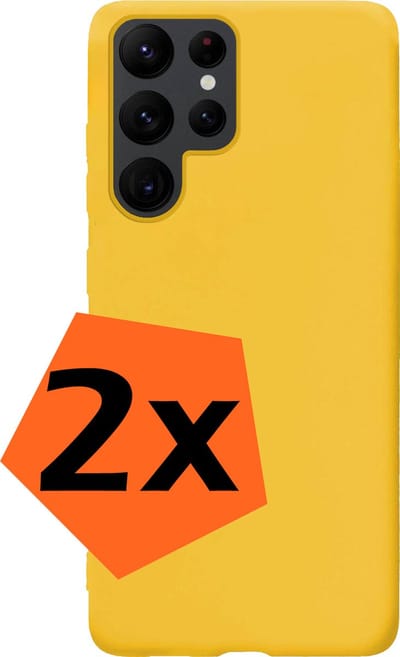 Hoes - 2 Stuks - Geschikt voor Samsung Galaxy S22 Ultra - Sterk & Shockproof - Case Siliconen - Back Cover - Telefoon Hoes - Geel