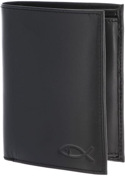 oxmox Leren portemonnee Leather RFID Protect Kombibörse Freedom Fish Embossed Black zwart
