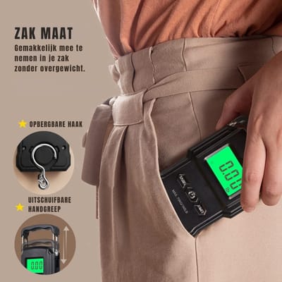 QORA® Hangweegschaal - Weegschaal - Zwart - ‎12cm x 8cm x 3cm