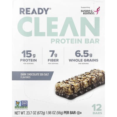 Ready, Clean Eiwitreep, Pure Chocolade Zeezout, 12 Repen, 56 g (56 gram) Elk