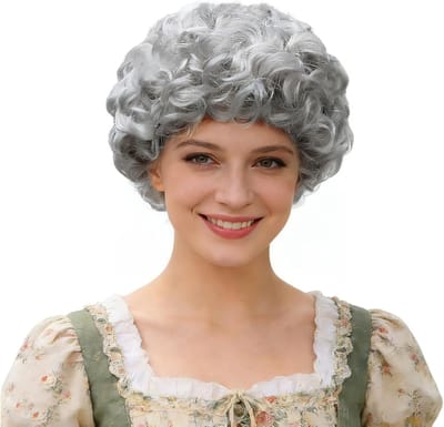 Korte Krullende Peruk voor Vrouwen - Perfect voor Carnaval, Halloween en Cosplay - Zilvergrijze Stijl voor Oudere Dames