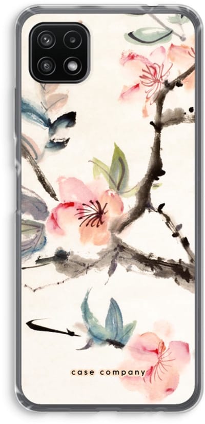 Case Company® - Hoesje geschikt voor Samsung Galaxy A22 5G hoesje - Japanse bloemen - Soft Cover Telefoonhoesje - Bescherming aan alle Kanten en Schermrand
