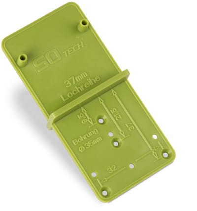 2 stuks SOTECH EasyGreen boorsjabloon voor potboringen Ø 26 und 35 mm, 32 mm gatenrijen, excentrisch verbindingsbeslag