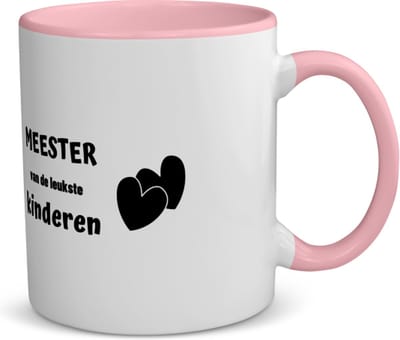 Akyol - meester van de leukste kinderen koffiemok - theemok - roze - Meester - de leukste meester - verjaardag - cadeautje voor meester - kado - geschenk - 350 ML inhoud