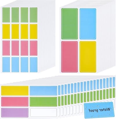 MK Stoer -Waterdichte Labels - Zelfklevend - Verwijderbaar - Rechthoekig - Opslag - Keuken - Voedsel - Containers - 520 Stuks - Diverse Kleuren - Geschikt voor Annotatie - Naamlabel - Maptag - Fles/Pot - Kantoor - Vergadering
