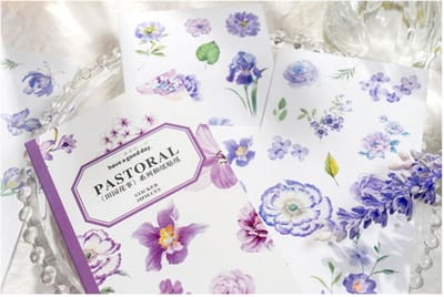 Mystieke Bloemenstickerset - Paarse Bloemen - 10 Vellen, 100 Stickers - Cadeau onder 10 Euro, Sinterklaas, Kerst & Schoencadeau
