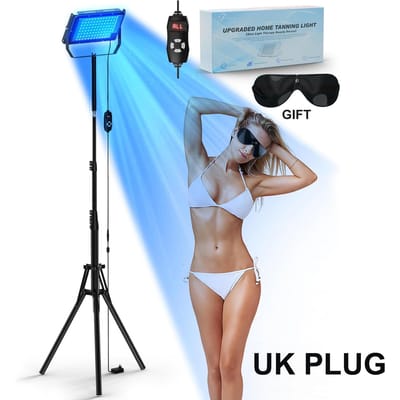 50W Bruiningslamp Statief Solariumlamp voor UV Bruining Lichaam Golflengte 460nm&480nm 48 STUKS Blauw Licht Lamp Solarium Bruining Huidverzorging blue