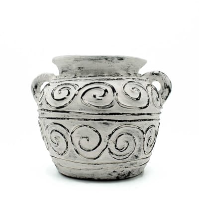 Griekse klei plantenpot met handvatten - crème 15 cm