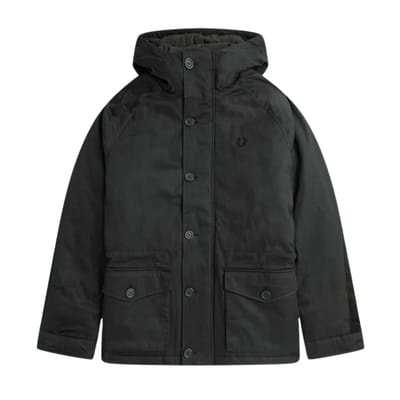 Fred Perry korte snorkel nachtgroene parka jas