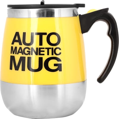Elektrische Koffie Roerbeker Mixbeker Thee Automatisch Roeren Magnetische Beker (Roze) geel