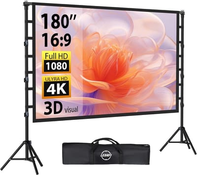 SnelShoppen - Buitenprojectiescherm met Standaard 180 inch Draagbaar voor Binnen en Buiten - 16:9 4K Full HD in Hoogte Verstelbaar - Perfect voor Fees