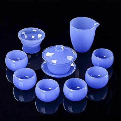 Theeservies - Afternoon tea set - Gezellig theedrinken - Geglazuurd jade porselein - Niet gespecificeerd - Wit