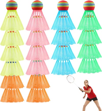 Badmintonshuttles Veerballen - Kunststof Ballen - Training Wedstrijd - Stabiel Duurzaam - 20 Stuks - Gekleurd