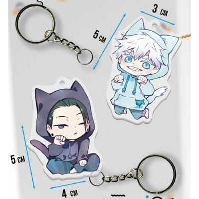 Porte-clés Acrylique Anime pour Jjk Gojo Satoru Geto Suguru Zenin Maki Okkotsu Yuta Version Chibi Porte-clés Acrylique Fait Main 2psc gray