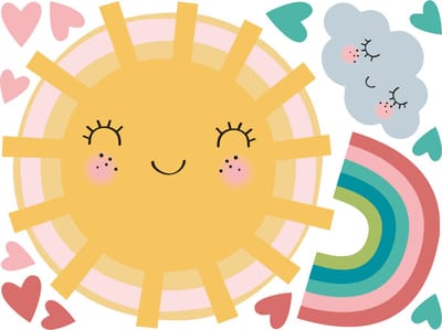 Muurstickers - ZON VERLIEFD OP DE REGENBOOG - transparante zelfklevende achtergrond - 80x105cm