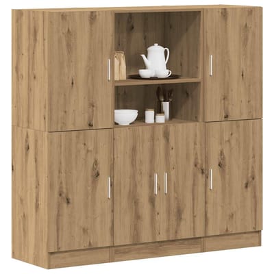 vidaXL - 3-delige - Keukenkastenset - bewerkt - hout - artisanaal - eikenkleur