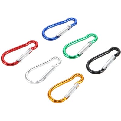 NILS CAMP - Aluminium Karabijnhaak Set - 4,6 cm - Anodized - 5 kg Belastbaarheid