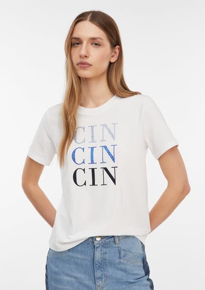T-shirt met ronde hals van jersey normale pasvorm dames COMMA