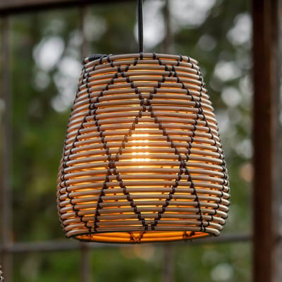 PR Home Lollo buiten hanglamp, naturel rotan look, Ø 28 cm