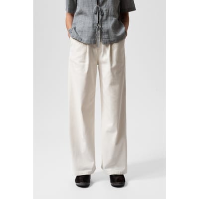 Nudie Jeans Gullan Workwear Pants White Size: W24 | Wide-Leg & Flared Pants Outlet | Dames | Wit