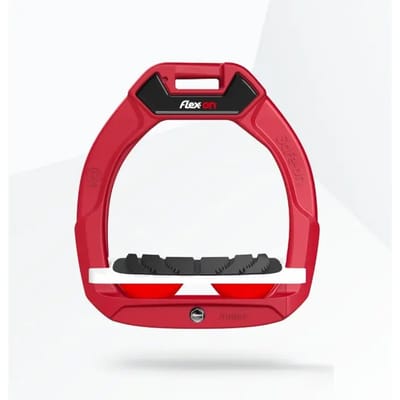 Veiligheidsstijgbeugels Paardrijden Incliné Grip Rood/Wit/Rood Kleur voor Kinderen Flex-On Safe-On