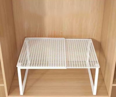 Telescopische Kastplank Stapelbaar – Uitschuifbare Kastplank & Verstelbare Kledingkast Organizer - Kastverdeler, Opbergplank voor Extra Opbergruimte - Wit - Maat S